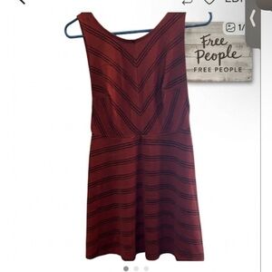 Free People Red and Black Chevron Mini Dress ptp 16 length 31